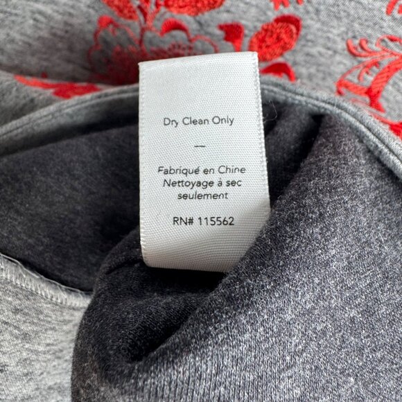 Elizabeth & James Gray Oversized Cropped Sweater Red Embroidery Cotton Blend SzM - Picture 8 of 8